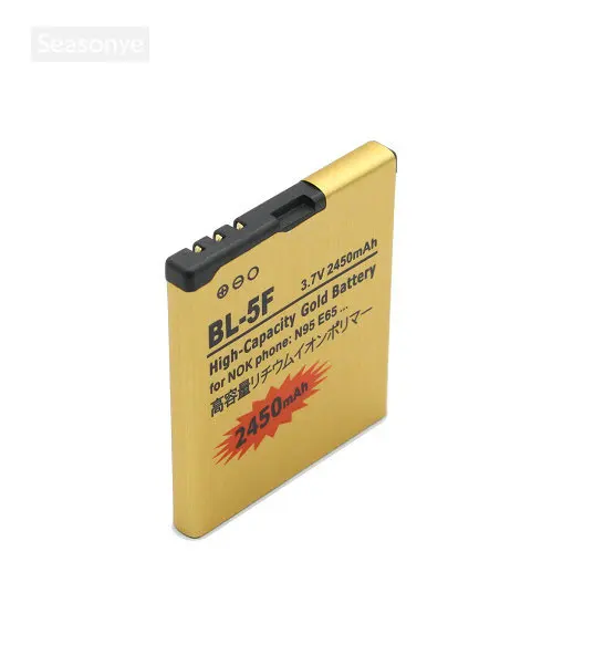 Seasonye 2450 мАч BL-5F / BL5F BL 5F Золото Замена Батарея для Nokia N95 N93 N93i E65 N96 N98 6210 6290 6210S 6210N 6710N |
