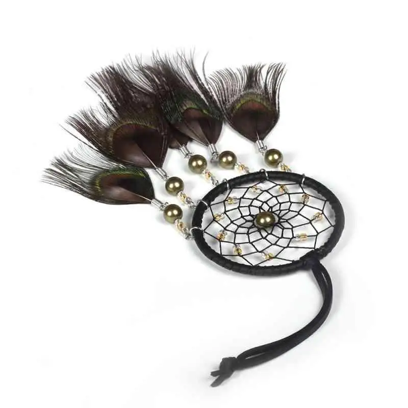 Перо павлина ремесла Ловец снов красочные куранты ветра ручной работы индийская