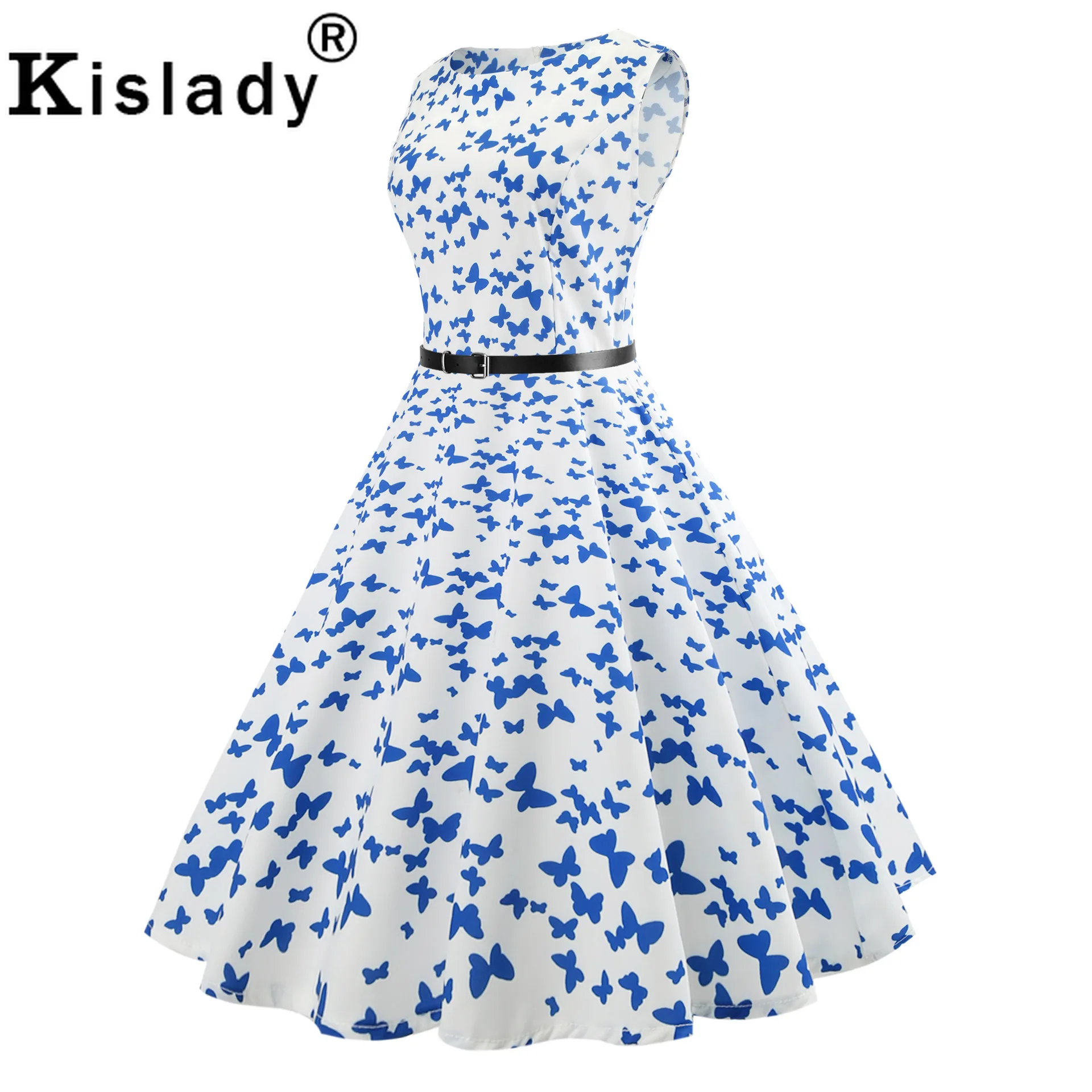 Женское винтажное платье с принтом в виде бабочки и панды вечернее без рукавов o