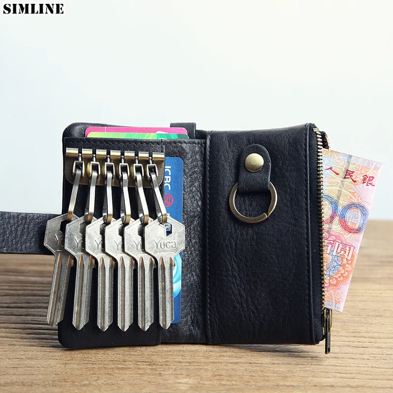 SIMLINE кошелек для ключей из натуральной кожи мужские многофункциональные