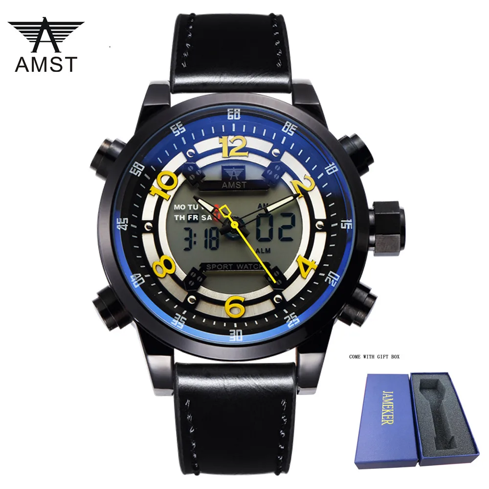 AMST Брендовые спортивные часы мужские Новые водонепроницаемые Модные Военные с 3D