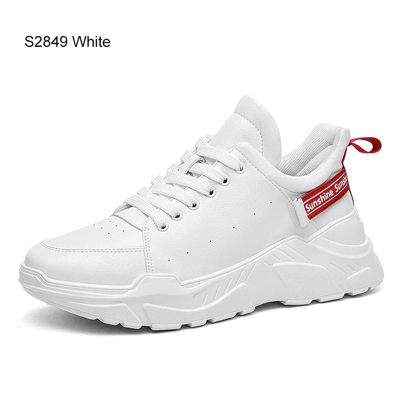 S2849-White SUROM/модные повседневные кроссовки; Легкие Нескользящие кроссовки из искусственной кожи на шнуровке; Мужская Спортивная обувь; Sapato Masculino; Прямая поставка - Цвет: S2849-White