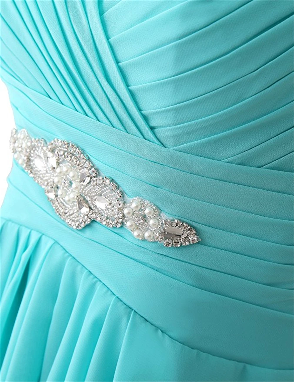 Edaier Simple Aqua Chiffon Short Bridesmaid Dress for Wedding Party Crystals Customize Women Formal Gowns 2017 | Свадьбы и торжества