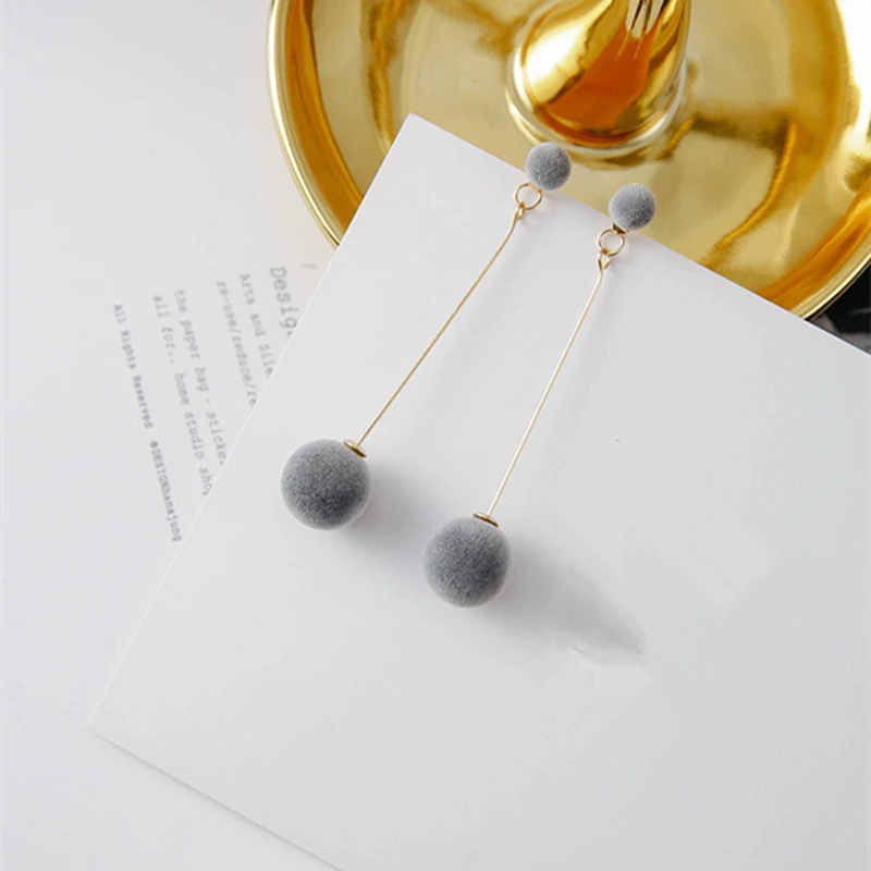 Горячая Мода женские серьги красный черный плюшевый шар женский корейский