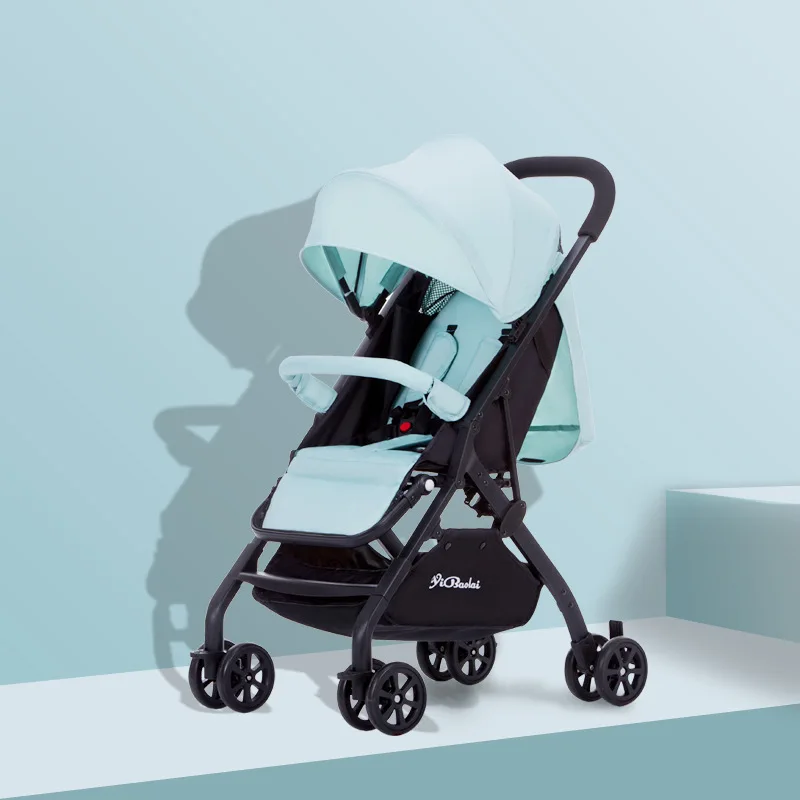 Light green 4,9 кг легкая детская коляска с высоким пейзажем, четырехколесная коляска для путешествий для новорожденных, складная переносная детская коляска - Цвет: Light green