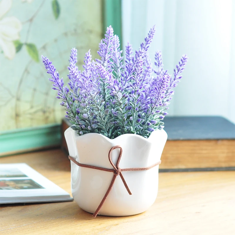 Моделирование лаванды в горшке Прованс цветок бонсай для рабочего стола