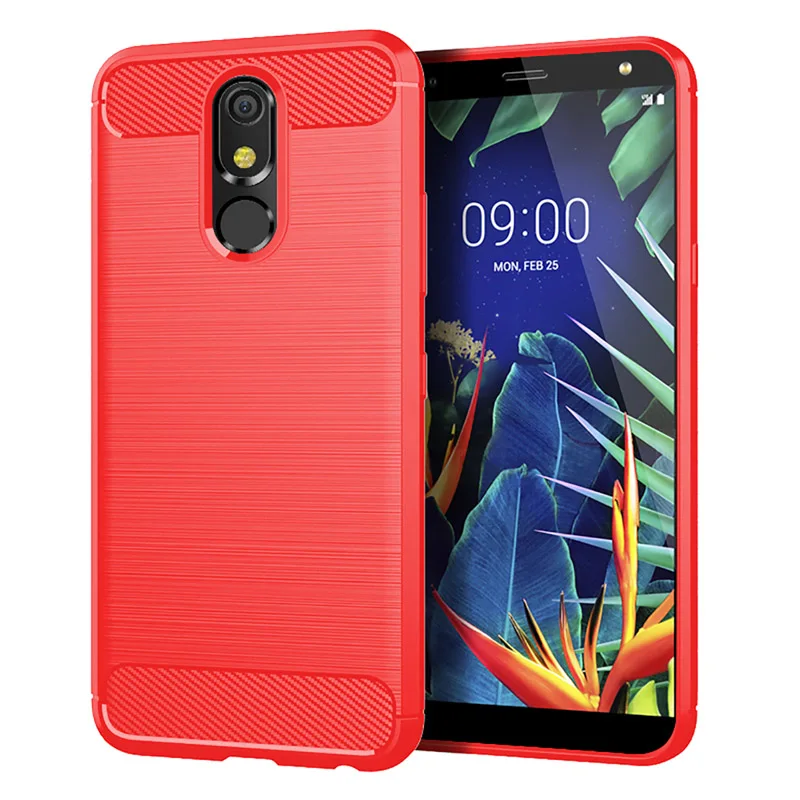 Red Чехол для LG K40 K50 Мягкий силиконовый чехол из ТПУ с прочный армированный чехол для телефона чехлы из углеродного волокна для LG Stylo 5 Крышка LG Q60 K8 K10 W10 G8S ThinQ - Цвет: Red