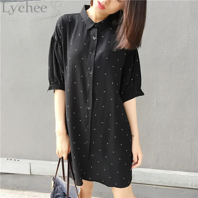 Женское шифоновое мини-платье Lychee винтажное повседневное Свободное платье с