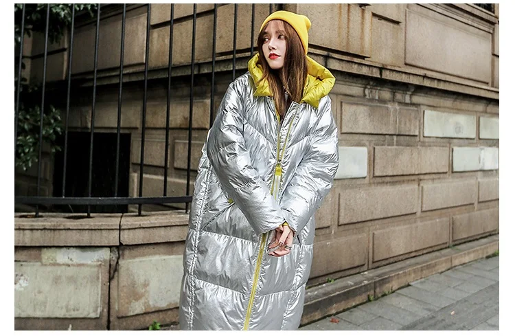 Oversized Down Jacket Coat Women Winter Down Cotton Coats Female Hooded Warm Cotton-padded Parkas Coat New Womens Loose Overcoat