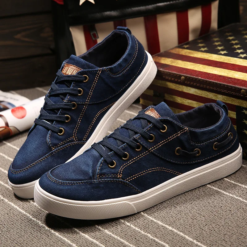 

Denim men casual shoes 2021 new arrivals breathable lace-up men canvas shoes flat autumn men sneakers tenis masculino adulto
