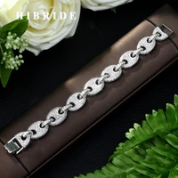 hibride new charming bracelet micro pave shining tiny zircon loops connect copper bangle for women jewelry christmas gift b 70