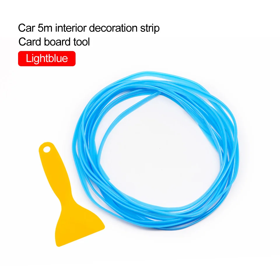 PVC sky blue LOEN 5 м автомобильный Стайлинг полоса для отделки интерьера хром серебристый синий красный формовочная отделка воздушная приборная панель край двери авто аксессуары - Цвет: PVC sky blue