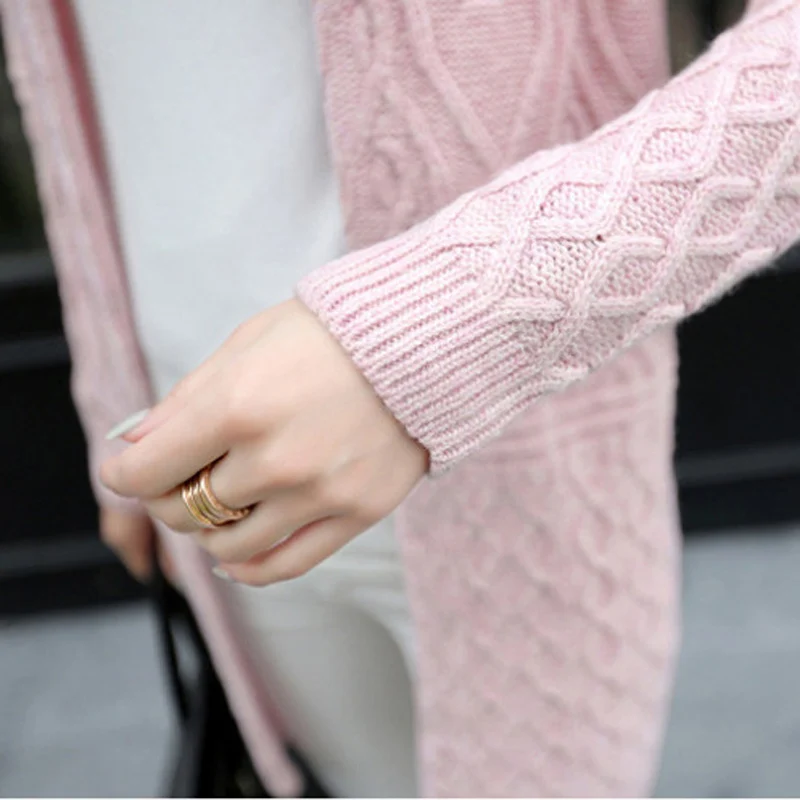 Женский длинный кардиган с жемчугом OLGITUM вязаный свитер длинным рукавом