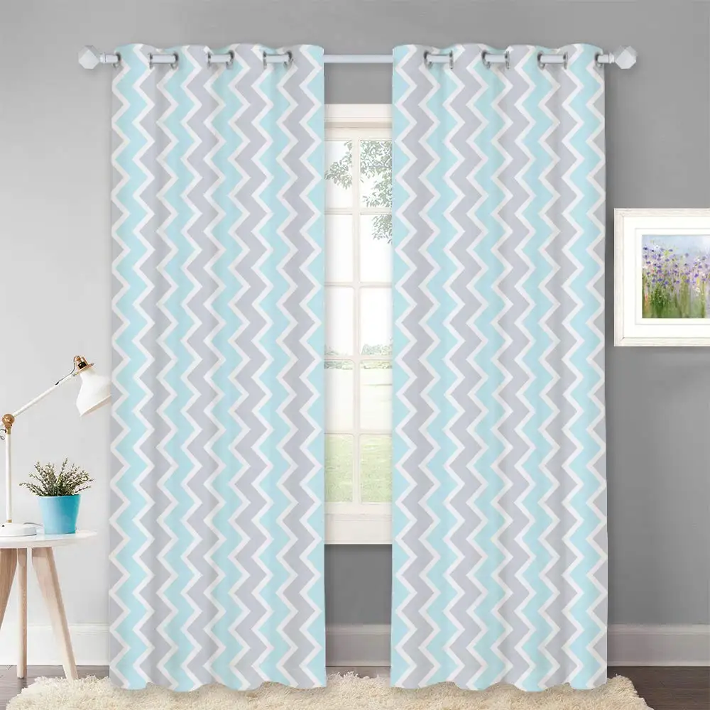 Light Grey Aqua NICETOWN 1 шт. шторы с принтом домашний декор простой шеврон зигзаг узор комната затемнение панели светильник тепло Защита от солнца - Цвет: Light Grey Aqua