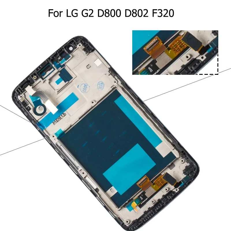 С рамкой 5.2 &quotдля LG G2 D800 D801 D803 D802 D805 F320 VS980 LS980 ЖК дисплей Экран Дисплей сенсорный