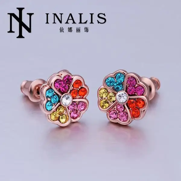 E385 Wholesale! Nickle Free Antiallergic 18K Real Gold Plated Earrings For Women New Fashion Jewelry Shipping | Украшения и