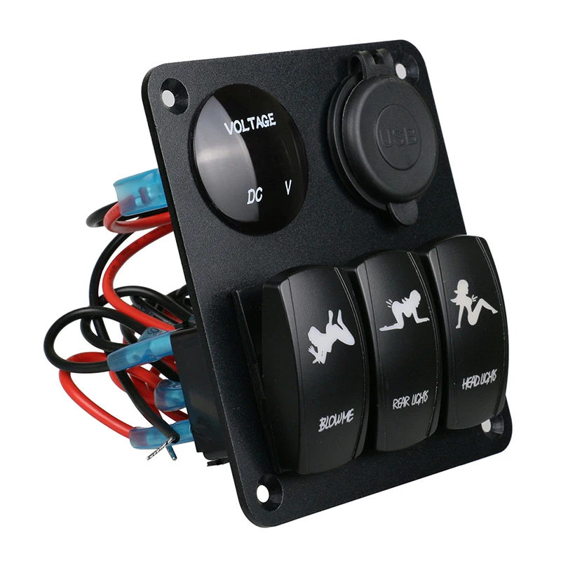 12V/24V автомобиль Лодка 3 Gang Dual USB переключатель вольтметра Панель выключатель