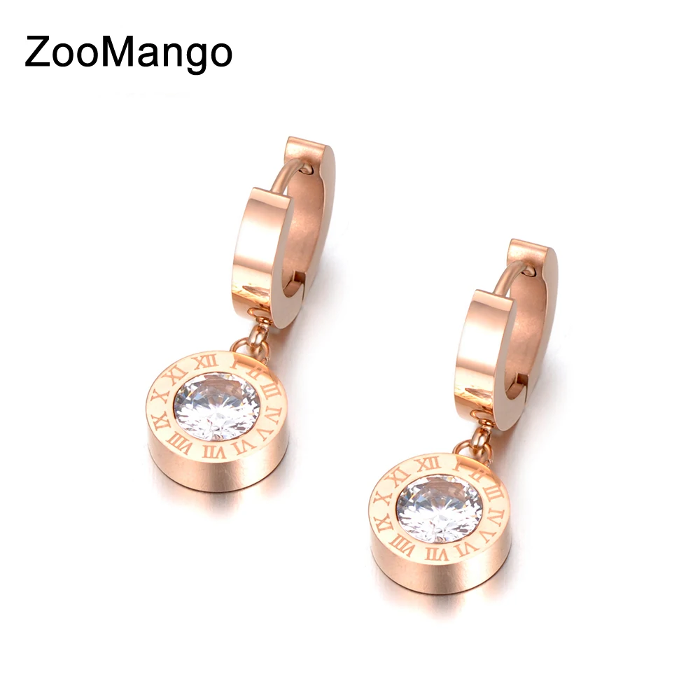Круглые серьги ZooMango из нержавеющей стали с фианитом ААА очаровательные