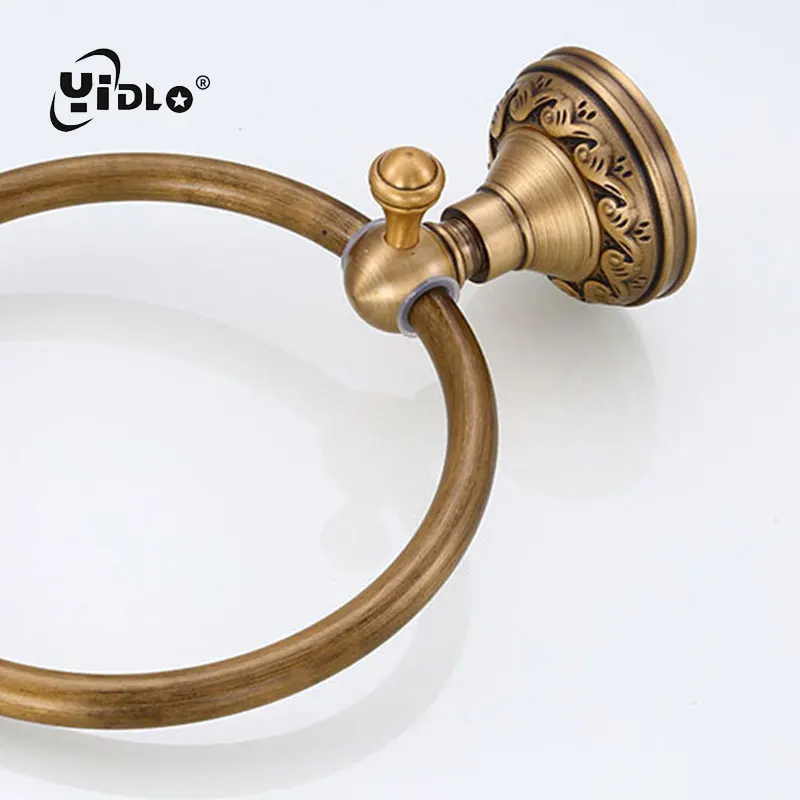 Antique Carving Space Aluminum Bronze Towel Ring Brushed Holder Rack Wall Mounted Bathroom Accessories D10 | Обустройство дома