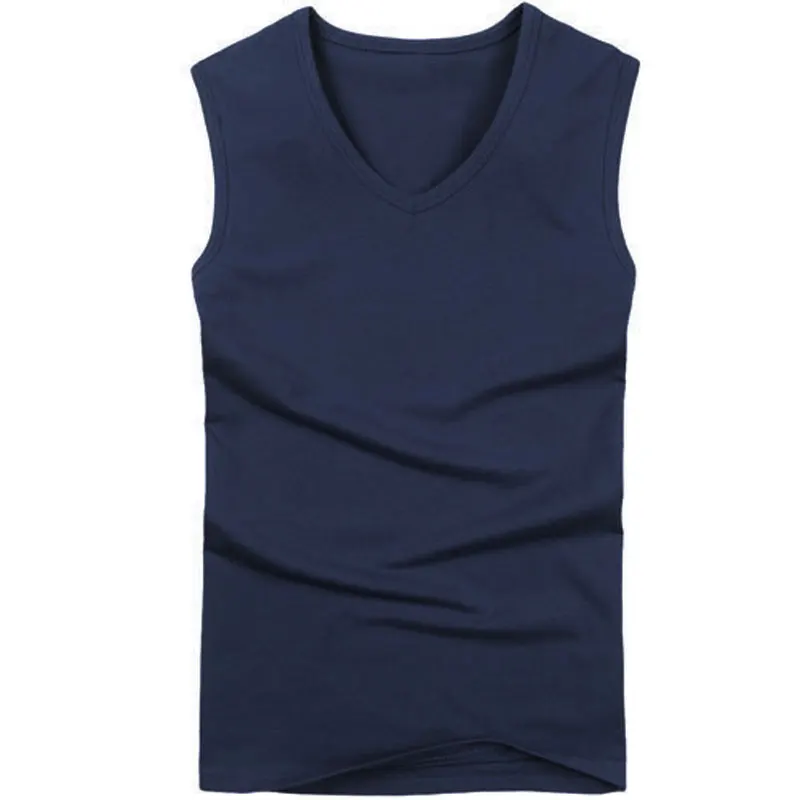 V neck Blue Летняя мужская мода без рукавов жилет мужской tide хлопок корейский Тонкий жилет Повседневная майка Топы Азия S M L XL XXL C171 - Цвет: V neck Blue