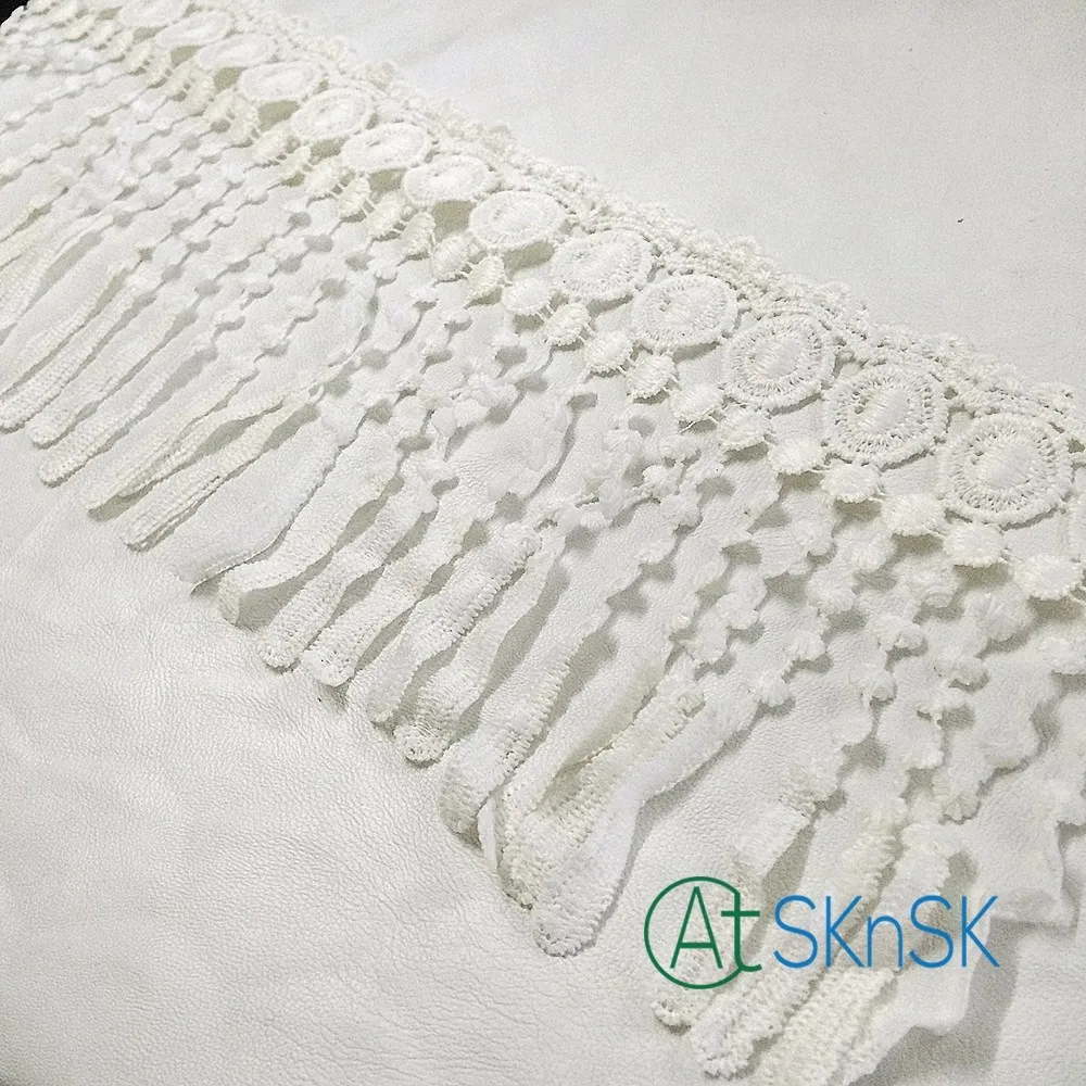 

2016 New 100 Yard/ lot 15cm Polyester Off White Lamp Dangling Fringe Lace Trims For Sewing Craft DHL shippig