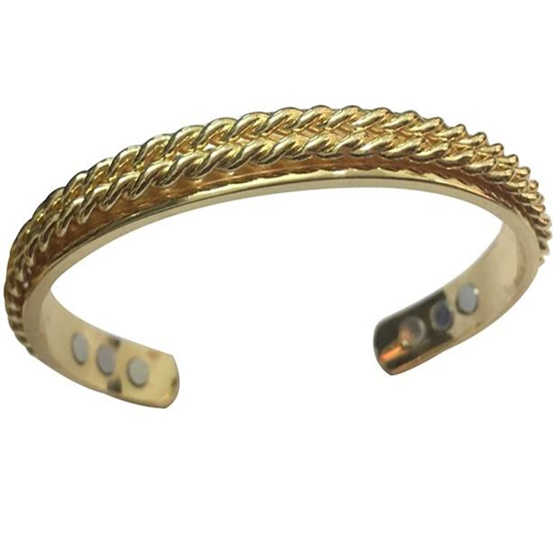 Винтажный магнит из чистой меди ювелирный браслет золотого цвета для женщин с