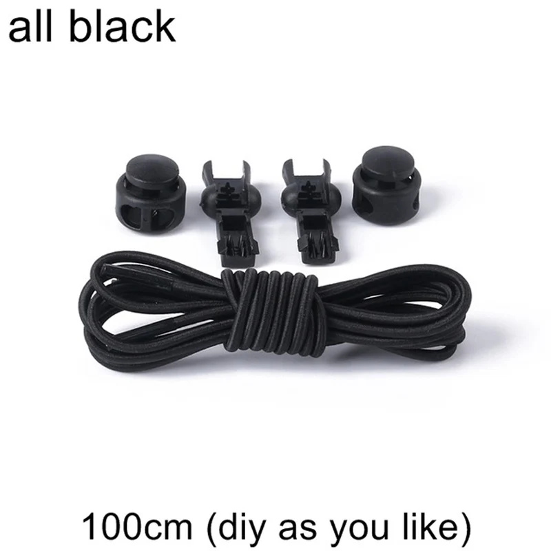 Black C shoelace 1 пара модных эластичных круглых шнурков для детей и взрослых, одноцветные шнурки для обуви - Цвет: Black C shoelace