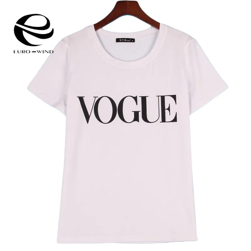 Женская футболка с принтом VOGUE модная летняя XS-4XL большие размеры 2019 | одежда