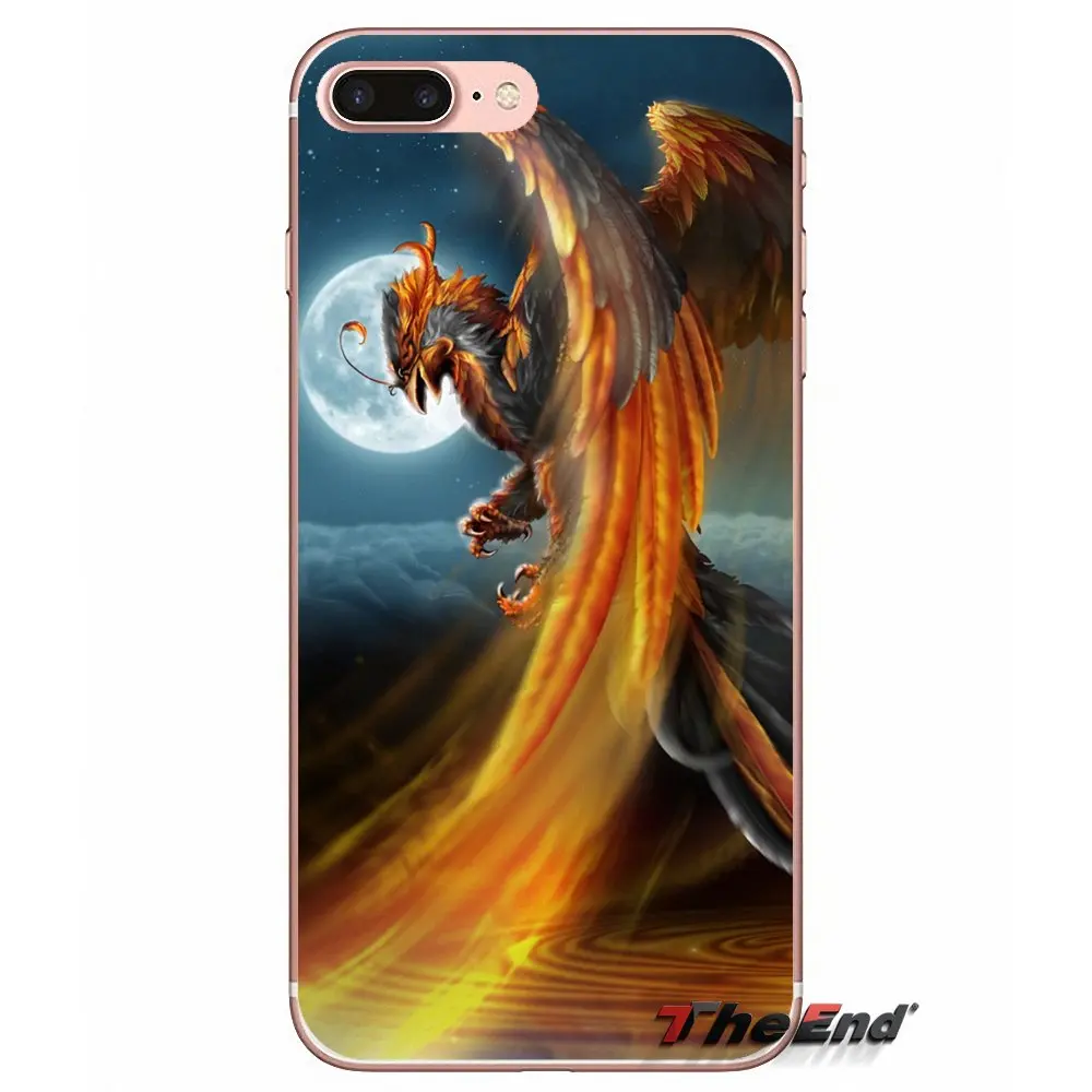 Мягкий чехол для iPhone X 4 4S 5 5S 5C SE 6 6S 7 8 Plus Samsung Galaxy J1 J3 J5 J7 A3 A5 2016 2017 The rising Fire Phoenix bird Art |