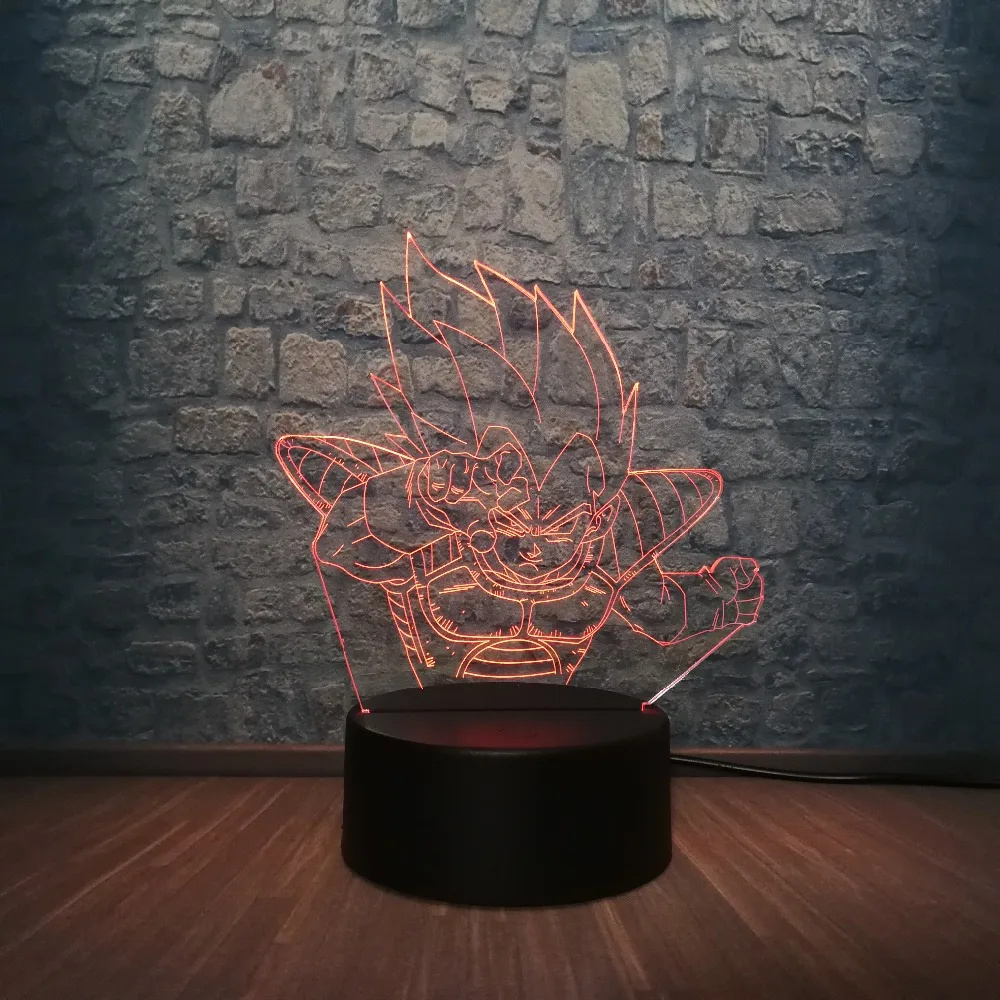7 Крутой детский светодиодный ночник Dragon Ball Z Goku рисунок ночной Светильник для детской спальни Декор аниме 3D иллюзия светодиодный ночной Светильник Saiyan - Испускаемый цвет: 7