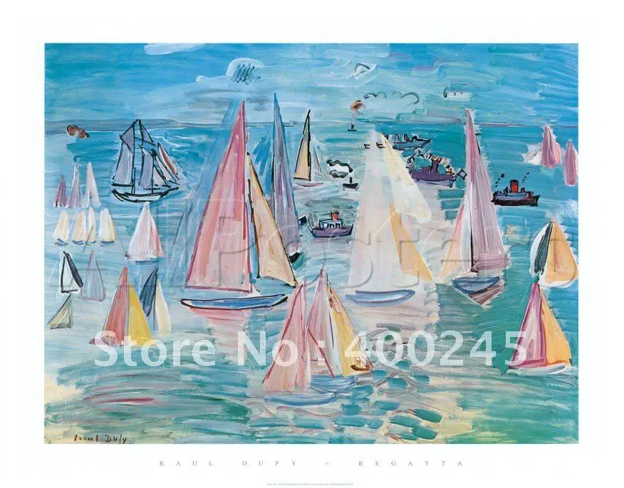 

Boats oil painting for sale Landscape art Regatta by Raoul Dufy reproduction 100% handmade High quality