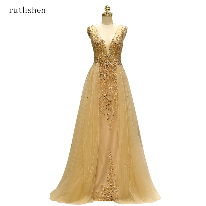 ruthshen 2020 New Handmade Diamonds Transparent Prom Dresses Sexy Open Back Formal Party Dress Illusion Vestido De Formatura | Свадьбы и