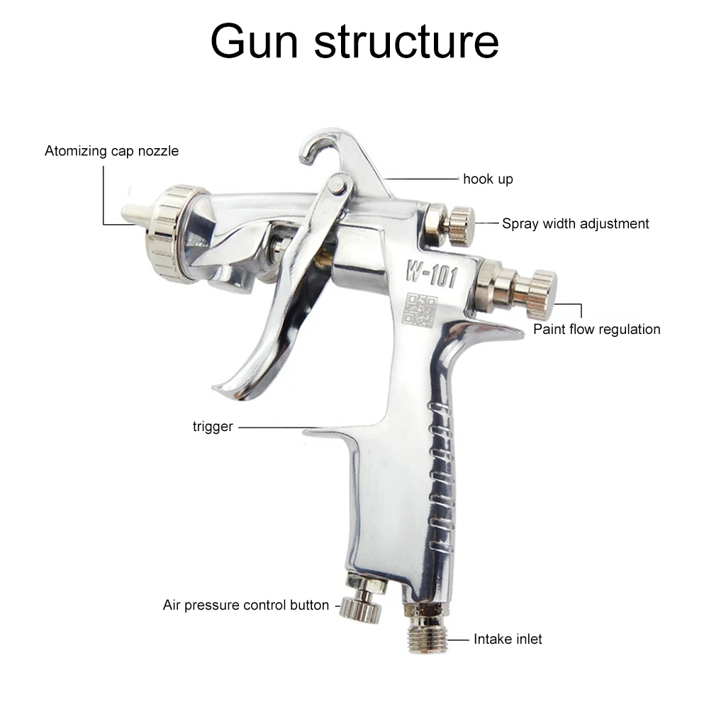 

W-101 Paint Spray Gun Airbrush 400cc Cup Spary Gun Manual Air 0.8/1.0/1.3/1.5/1.8mm Nozzle HVLP Painting Gun for Car/Furniture