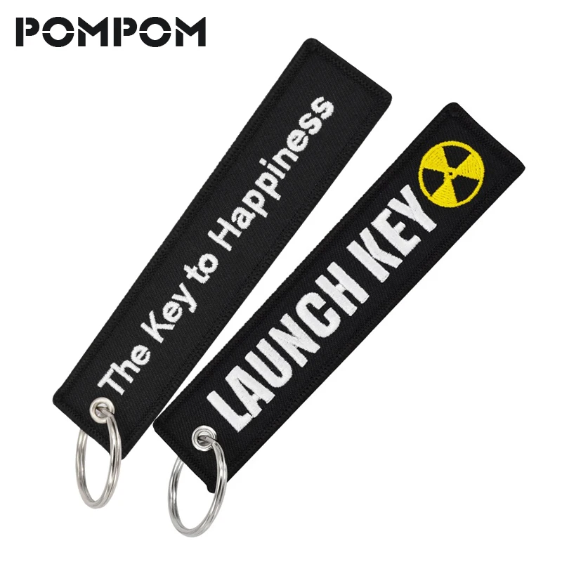 POMPOM The Key to Happiness Launch Key Keychains for Motorcycles and Cars launch Key Tag Stitch keychian Keyring sleutelhanger
