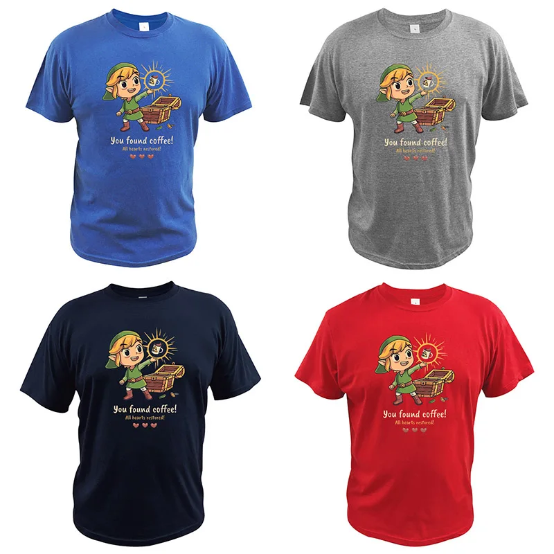 Дыхательная дикая футболка Legend Of Zelda You Find coffee All Hearts, восстанавливающая путешествие в Киндом, игровая футболка