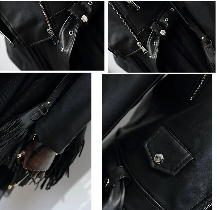 New Fashion Women Autumn Winter Black Faux Pu Leather Jackets Woman Zipper Basic Coats Turn-down Collar Biker With Belt | Женская одежда