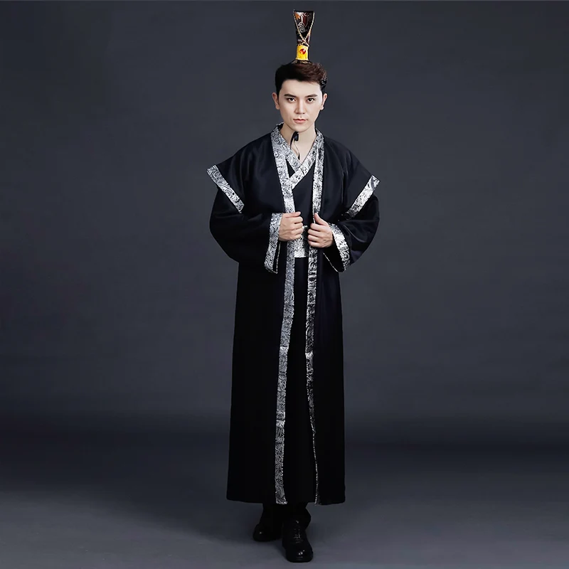Black Красный Hanfu для Мужчин Косплей Костюм древняя Студенческая одежда Улучшенный традиционный костюм ханфу белый Hanfu сценический костюм, одежда BL1815 - Цвет: Black