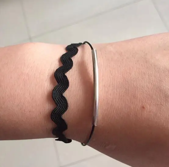 Женский двухслойный браслет la204 черный кожаный с волной сплав геометрический