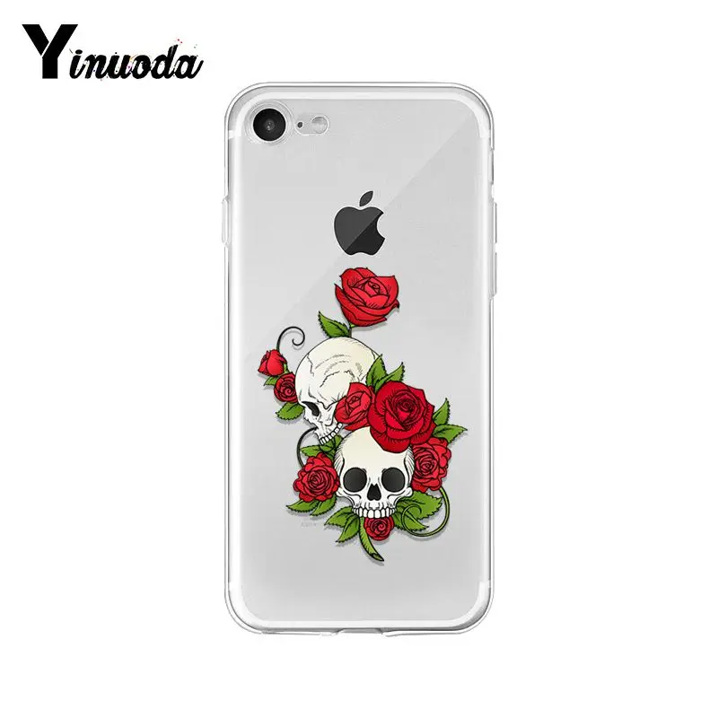 Yinuoda Модный чехол для телефона в стиле ретро с цветком и черепом iphone 8 7 6 6S Plus X XS MAX 5