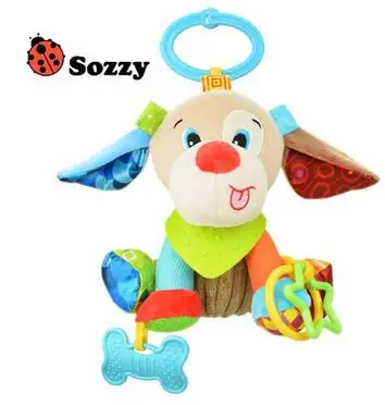 Dog 1 шт. Sozzy Многофункциональный Игрушки для маленьких детей погремушки Mobiles Мягкий Хлопок Младенческая коляски коляска автомобиль кровать погремушки висит животных плюшевые Игрушечные лошадки - Цвет: Dog