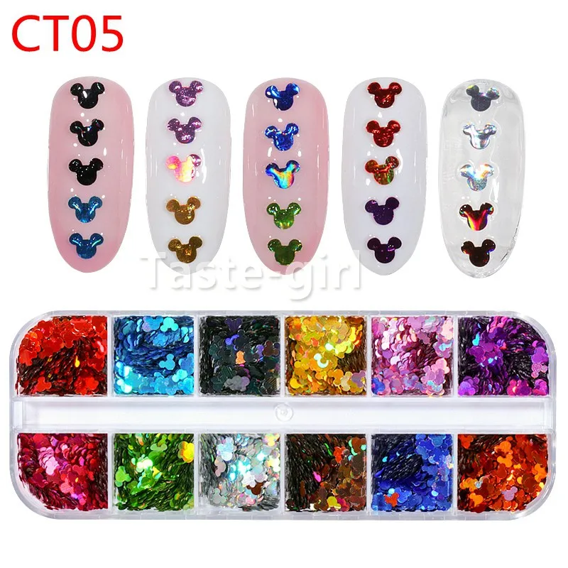 CT05 1 коробка, Смешанные Лазерные звездочки, сердце, блестки для ногтей, блестки, наклейки для дизайна ногтей, аксессуары для маникюра, акриловый набор для ногтей - Цвет: CT05