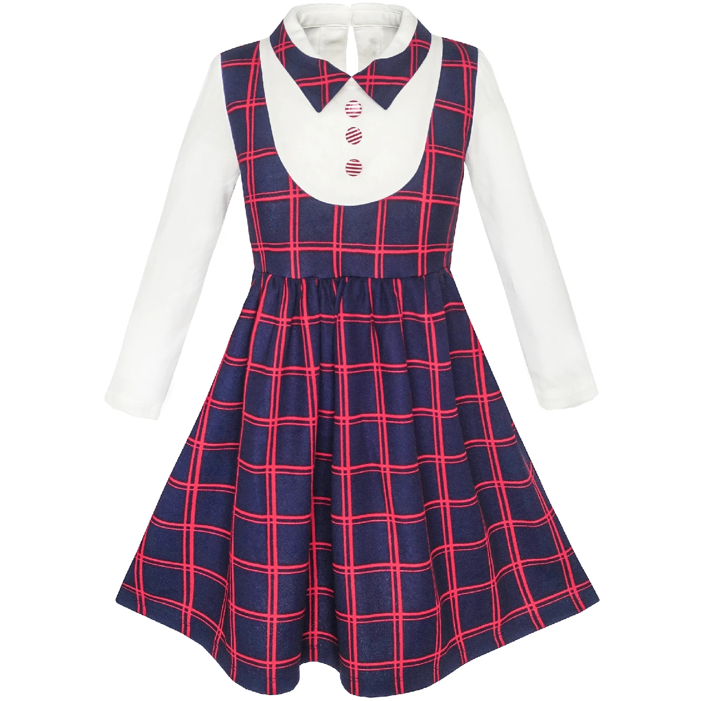Sunny Fashion платья для девочек новогодние костюмы Школьная форма Белый воротничок