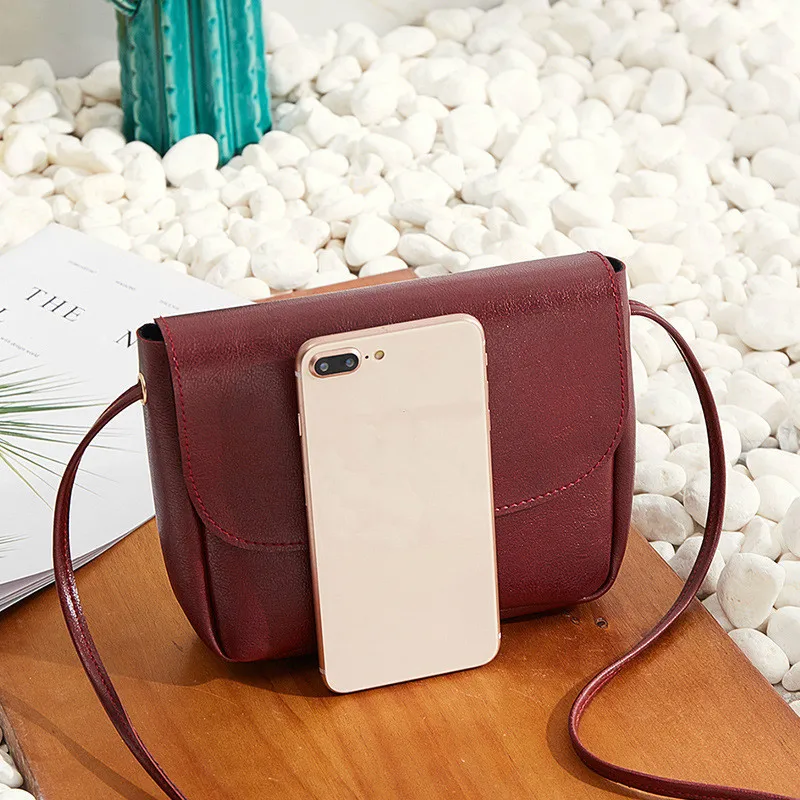 2019 модная женская однотонная маленькая сумка из искусственной кожи через плечо