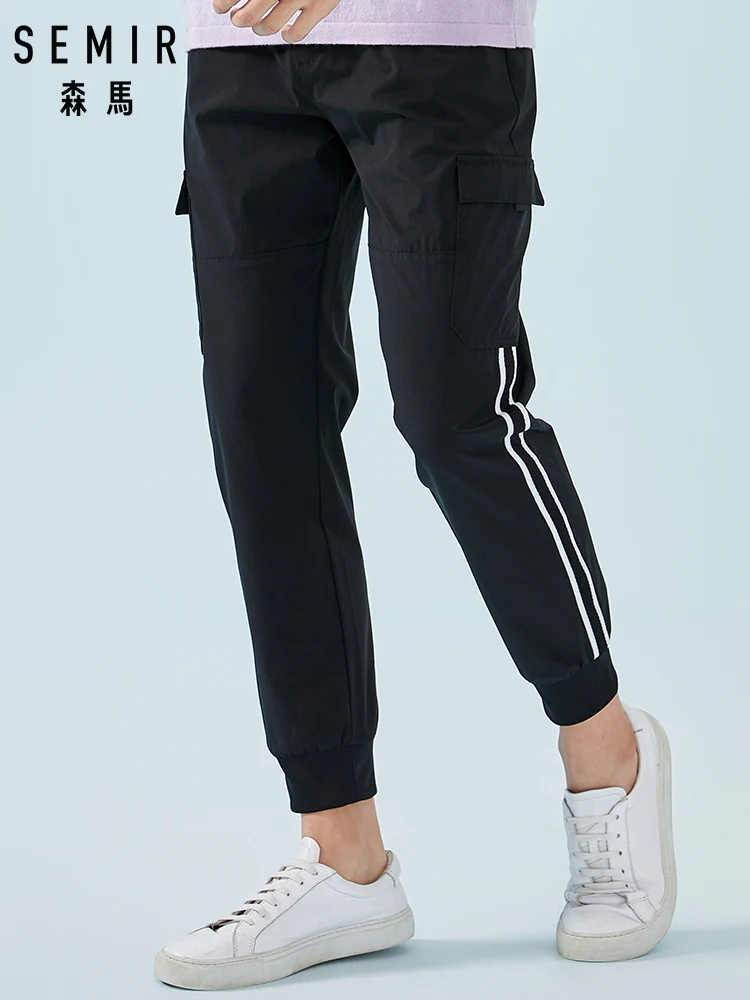SEMIR мужские брюки карго для бега спортивные штаны с боковой полосой без застежки