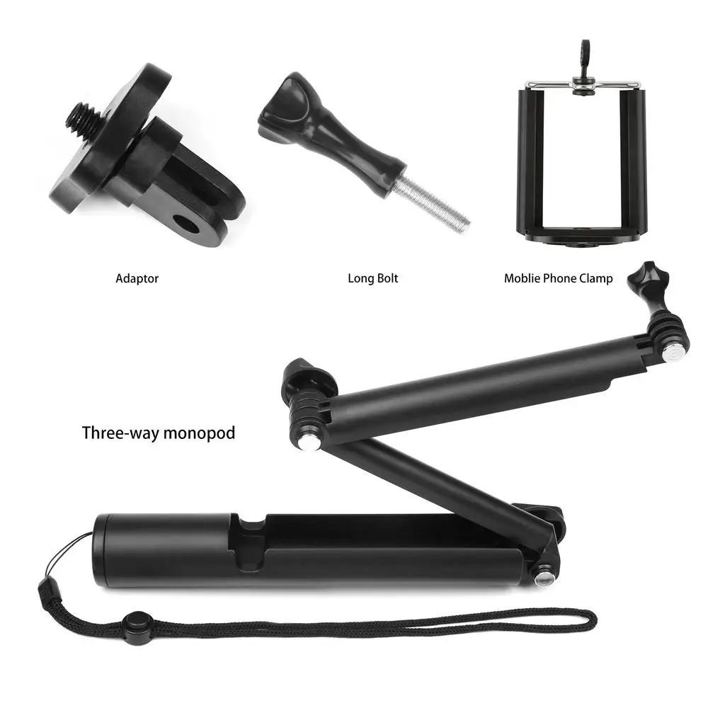 3 сторонний водонепроницаемый монопод селфи Палка для Gopro Hero 7 6 5 Black Xiaomi Yi 4K SJ4000