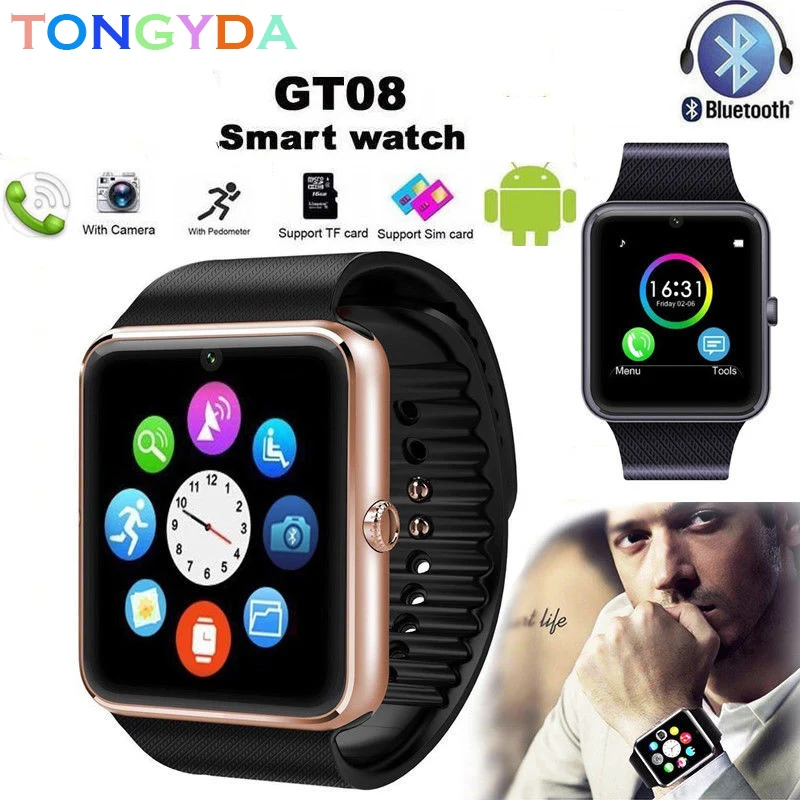 Gt08 Android телефон Bluetooth Смарт часы сим карта TF камера для мужчин и женщин спортивные