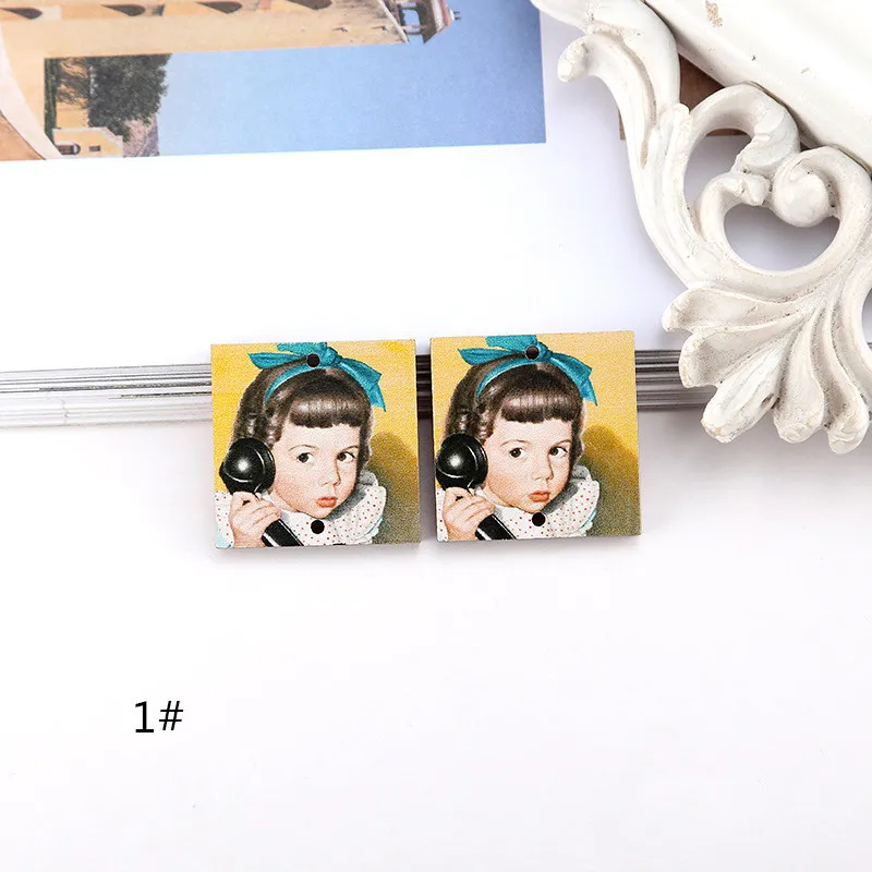 1-two holes 5 шт., винтажные деревянные серьги Ренессанса, соединители, ювелирные изделия, подвески, браслет, ожерелье, брелок, сделай сам, подвеска, аксессуар C323 - Окраска металла: 1-two holes