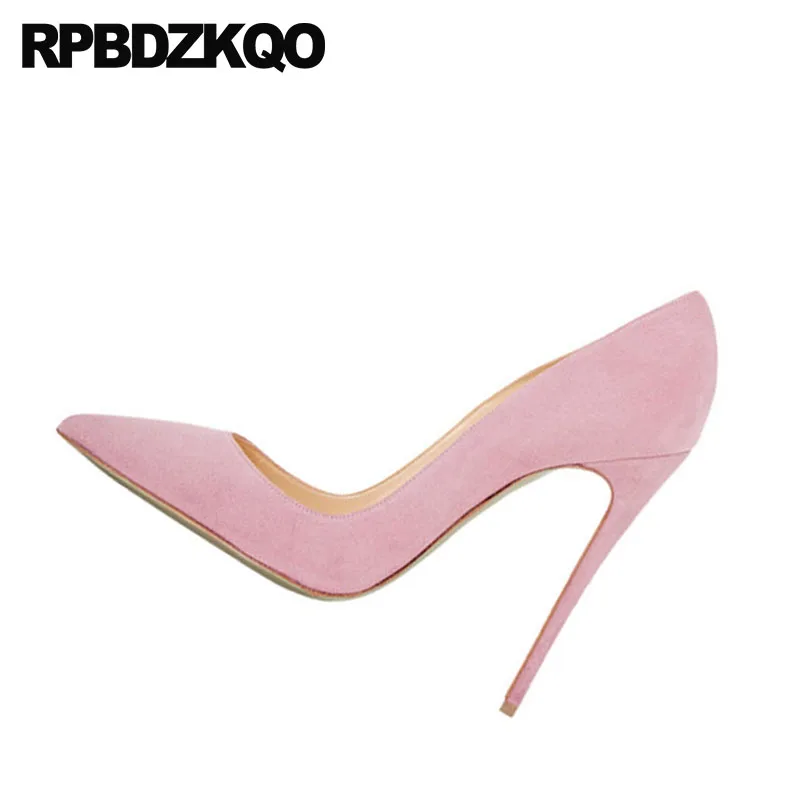 Fetish Scarpin Pink 13 45 Super 12 44 Pointed Toe 12cm 5 Inch Big Size Crossdresser High Heels Office Women Shoes Pumps Suede | Обувь
