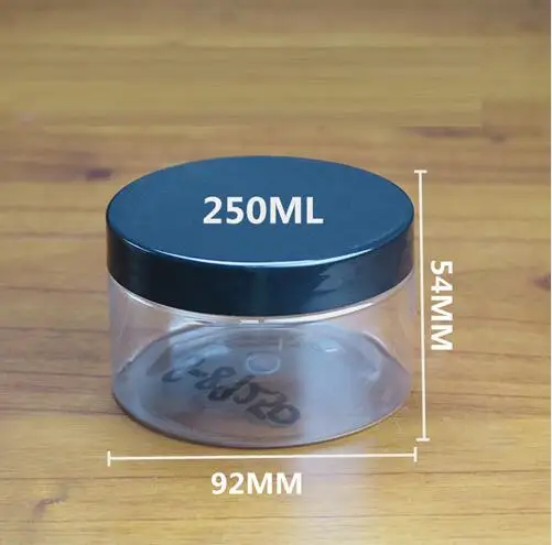 with black lid Sedorate 30 шт./лот, прозрачное хранение для домашних животных, пластиковые банки с пластиковой алюминиевой крышкой, 250 мл, косметическая маска, контейнер, чехол YST001 - Цвет: with black lid