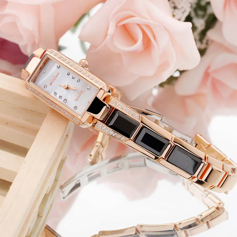 Элегантные женские часы с керамическим браслетом мини-часы кристаллами MELISSA под